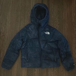 The North Face Blue Hooded Reversable Jacket For Boys